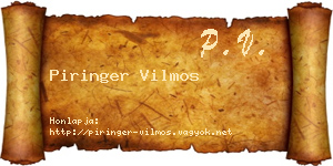 Piringer Vilmos névjegykártya